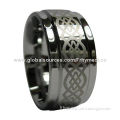 Tungsten Ring with IP Black-plated, Laser Pattern